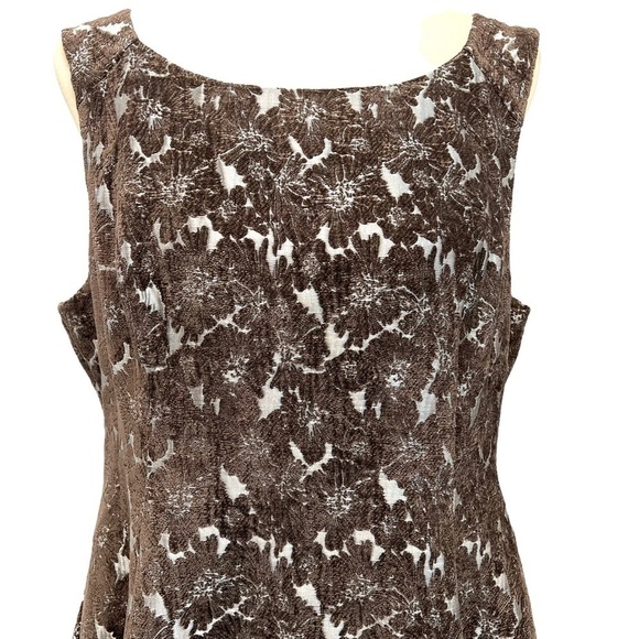 ModCloth Genuine Joy Silver & Brown Flocked Floral A Line Dress Women’s XL - Picture 6 of 13